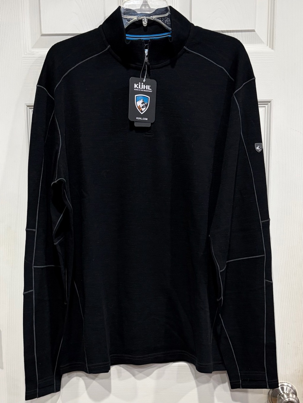 Kuhl Men's XL Invigoratr Merino 1/4 Zip Sweater Wool NWT Black Ultra Light Nylon